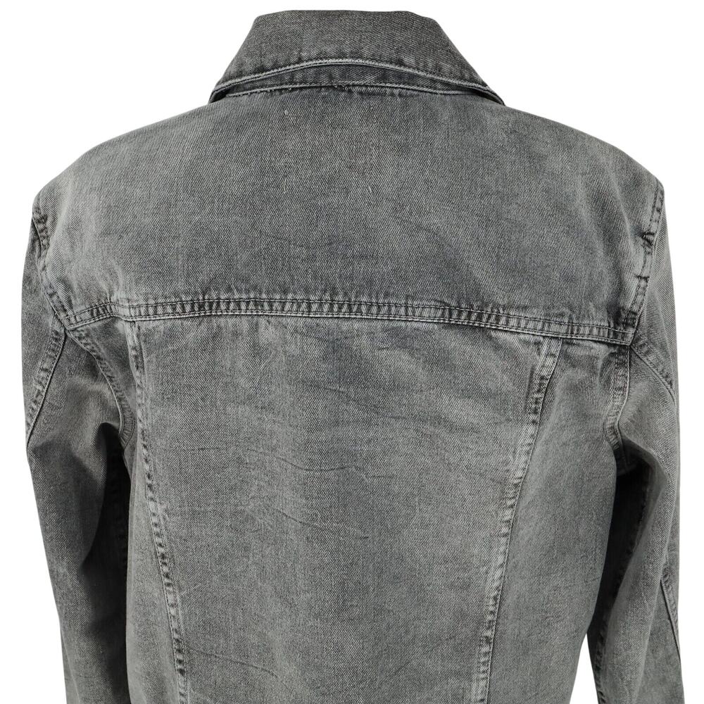 Kensie Jeans Jacket Womens Large Gray Cotton Denim Luxe Raw Hems Vintage - Picture 6 of 16